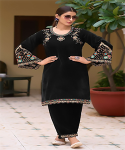 Black Velvet Partywear Kurtis